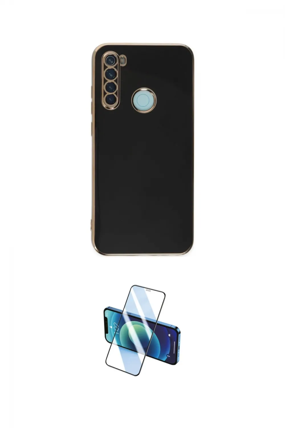 ieg™ Redmi Note 8 Kılıf Yankı Serisi - Siyah 3D Antistatik Cam Ekran Koruyucu