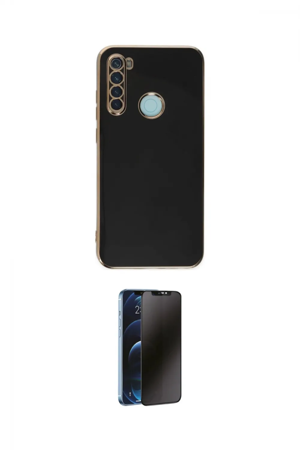ieg™ Redmi Note 8 Kılıf Yankı Serisi - Siyah 3D Antistatik Hayalet Cam Ekran Koruyucu