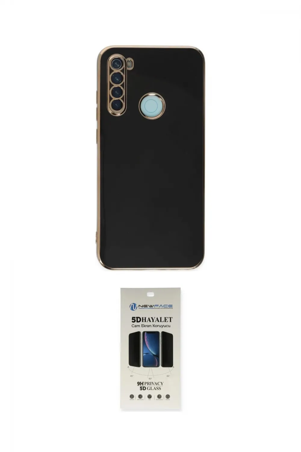 ieg™ Redmi Note 8 Kılıf Yankı Serisi - Siyah 5D Hayalet Cam Ekran Koruyucu