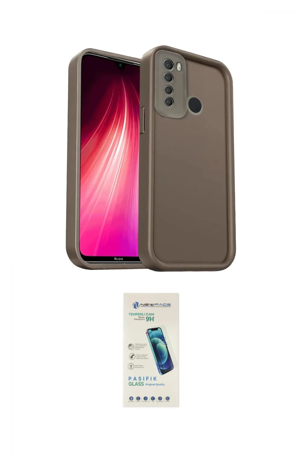 ieg™ Redmi Note 8 Kılıf Yankı Yansıma Özel Seri - Şeffaf Pasifik Cam Ekran Koruyucu