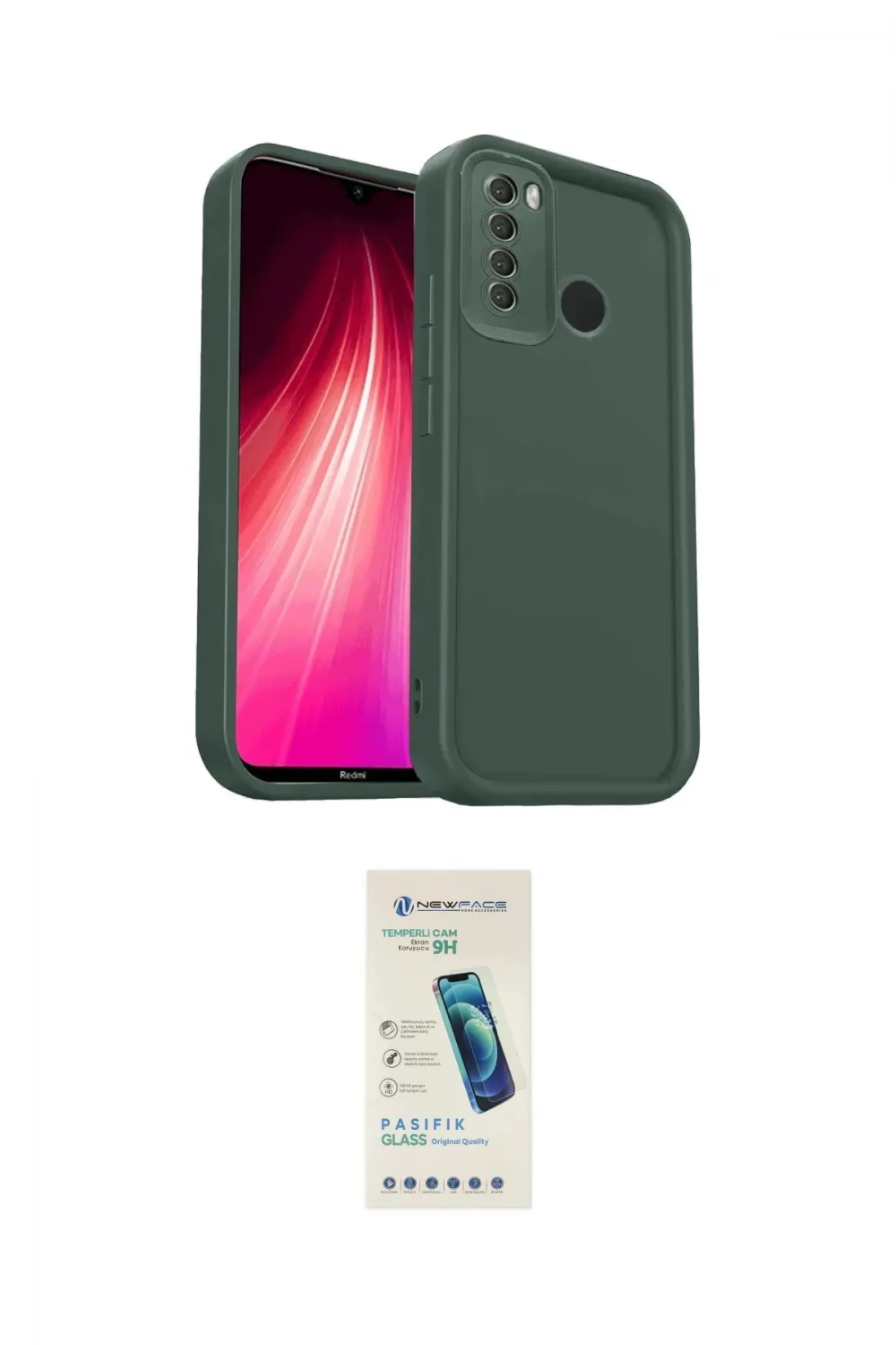 ieg™ Redmi Note 8 Kılıf Yankı Yansıma Özel Seri - Şeffaf Pasifik Cam Ekran Koruyucu