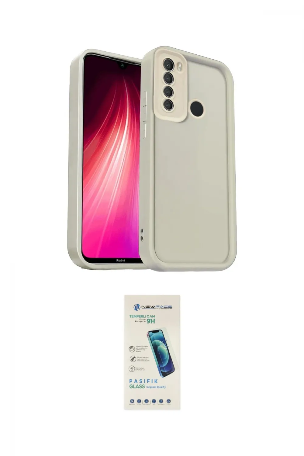 ieg™ Redmi Note 8 Kılıf Yankı Yansıma Özel Seri - Şeffaf Pasifik Cam Ekran Koruyucu