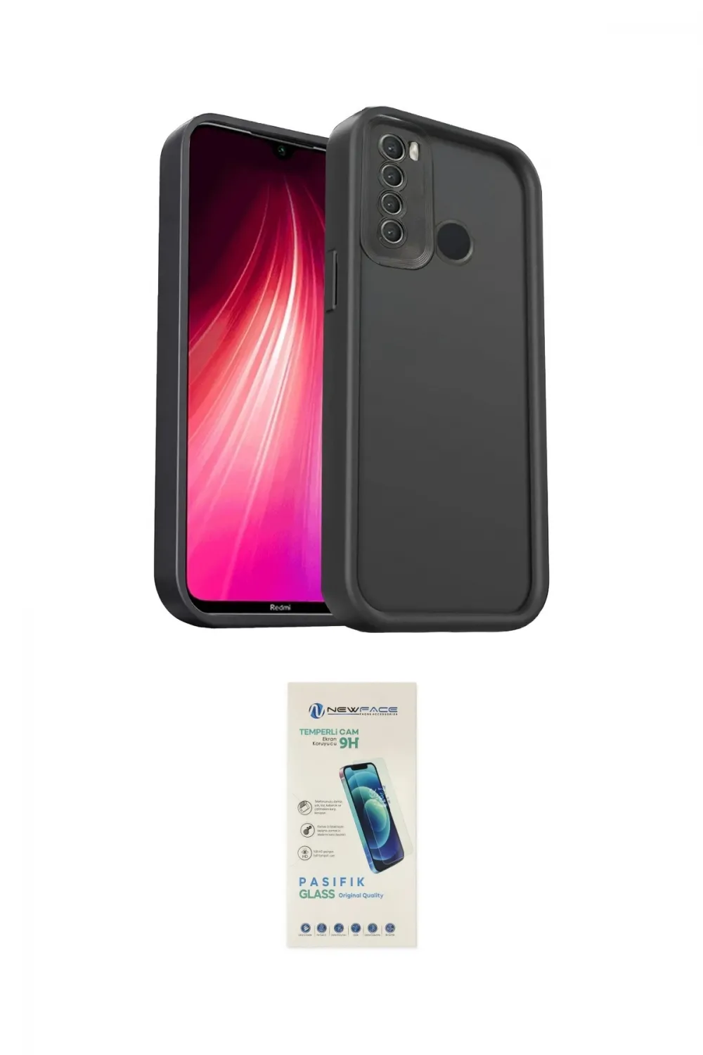 ieg™ Redmi Note 8 Kılıf Yankı Yansıma Özel Seri - Şeffaf Pasifik Cam Ekran Koruyucu