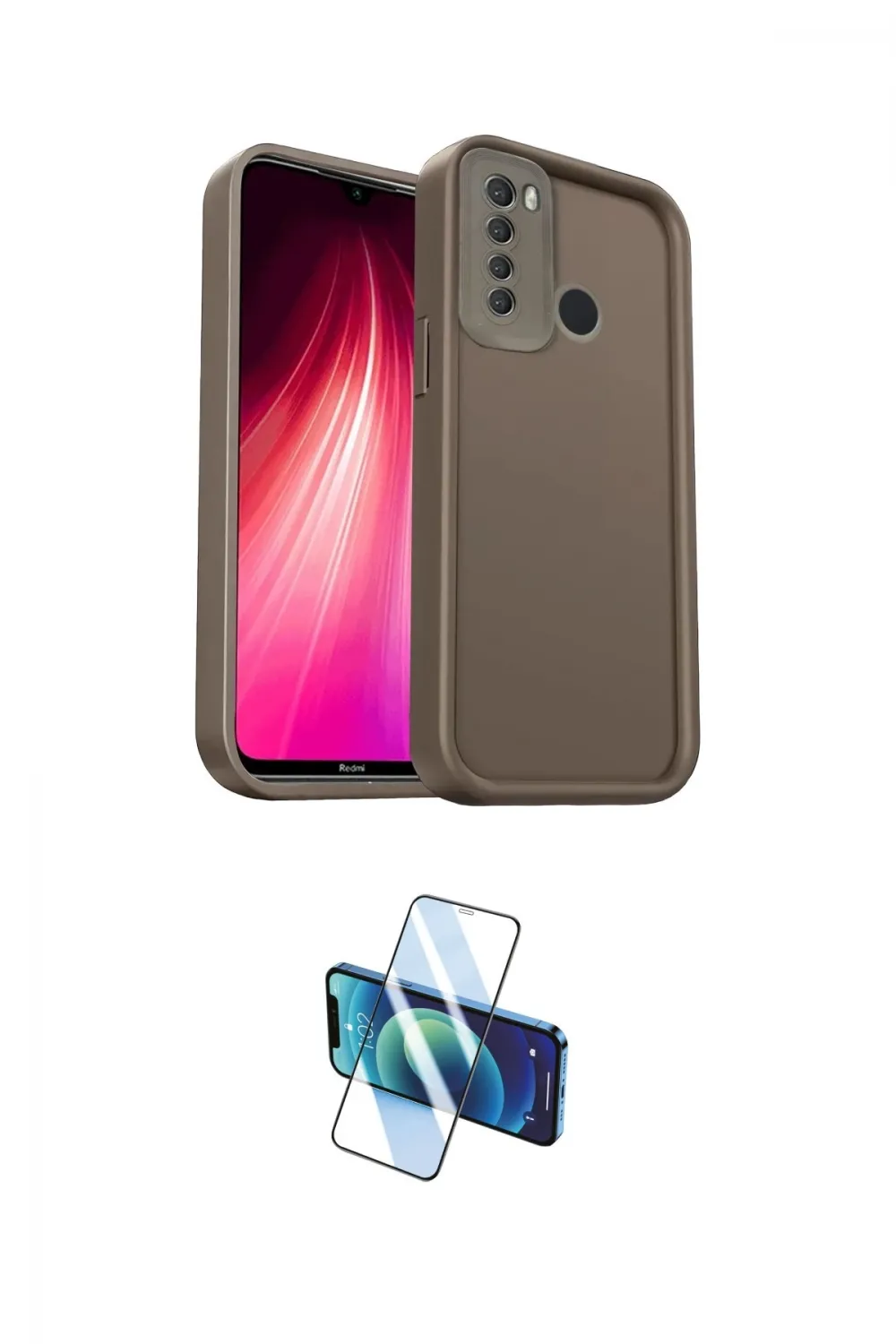 ieg™ Redmi Note 8 Kılıf Yankı Yansıma Özel Seri - Siyah 3D Antistatik Cam Ekran Koruyucu
