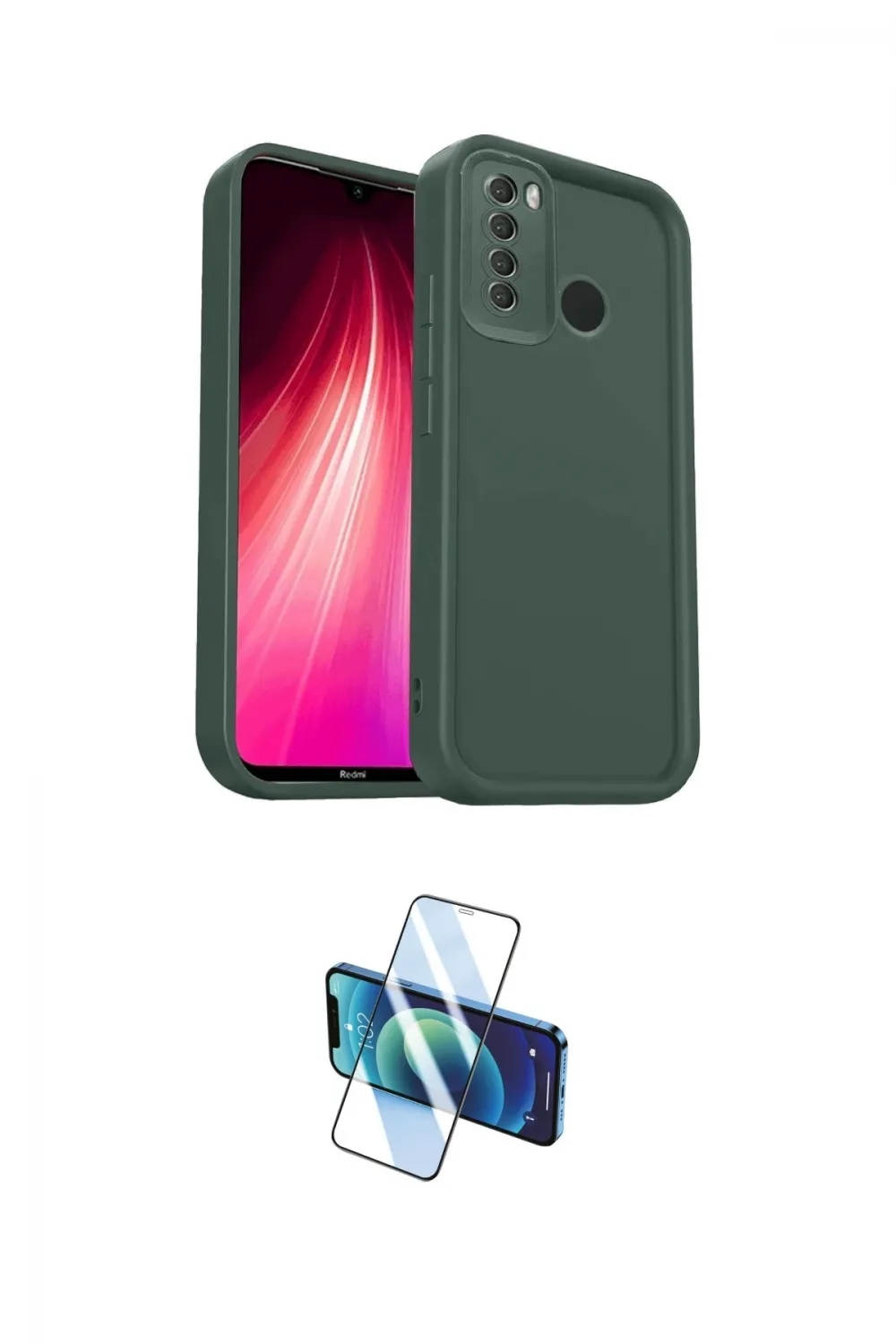 ieg™ Redmi Note 8 Kılıf Yankı Yansıma Özel Seri - Siyah 3D Antistatik Cam Ekran Koruyucu