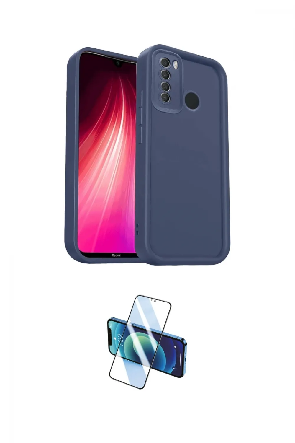 ieg™ Redmi Note 8 Kılıf Yankı Yansıma Özel Seri - Siyah 3D Antistatik Cam Ekran Koruyucu