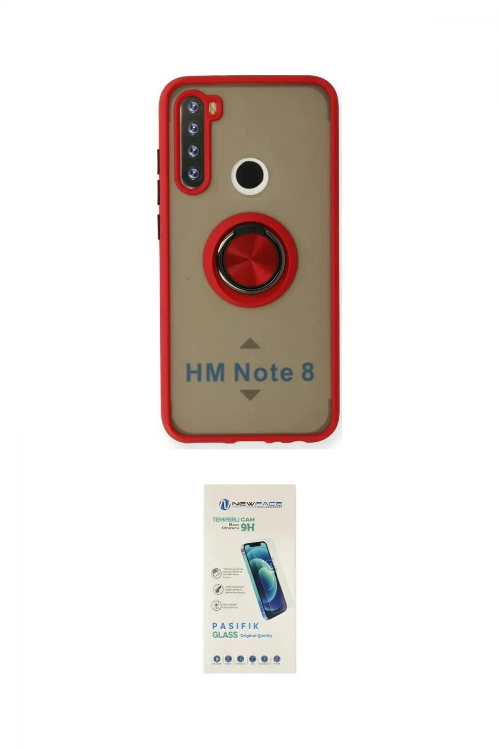 ieg™ Redmi Note 8 Kılıf Yörünge Çizgi - Şeffaf Pasifik Cam Ekran Koruyucu