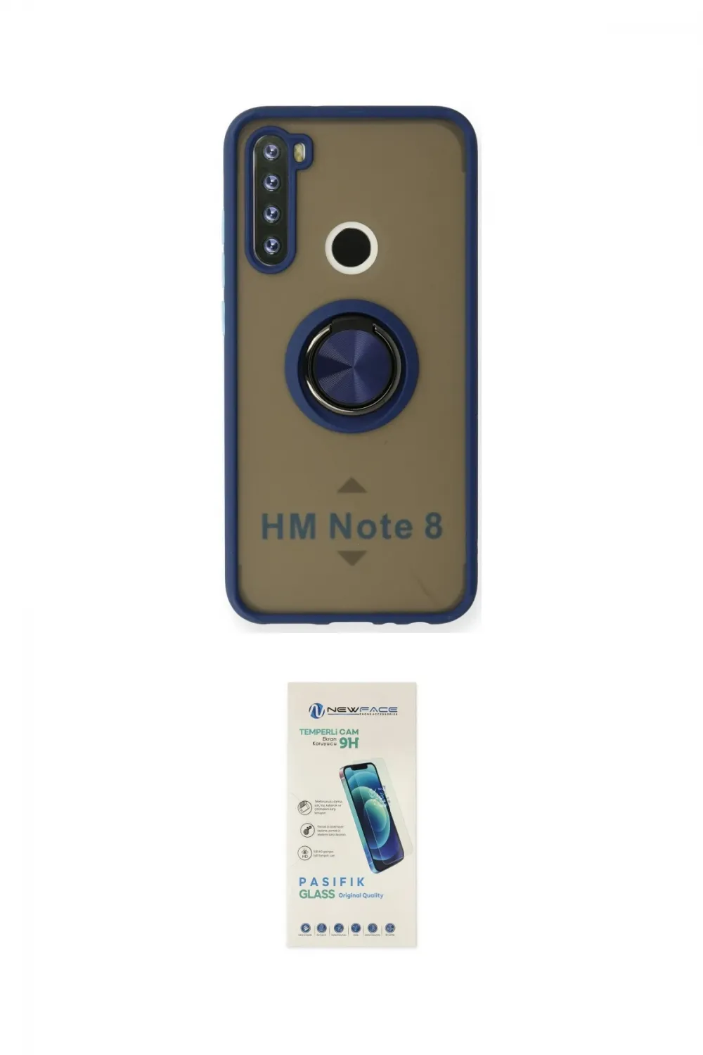 ieg™ Redmi Note 8 Kılıf Yörünge Çizgi - Şeffaf Pasifik Cam Ekran Koruyucu
