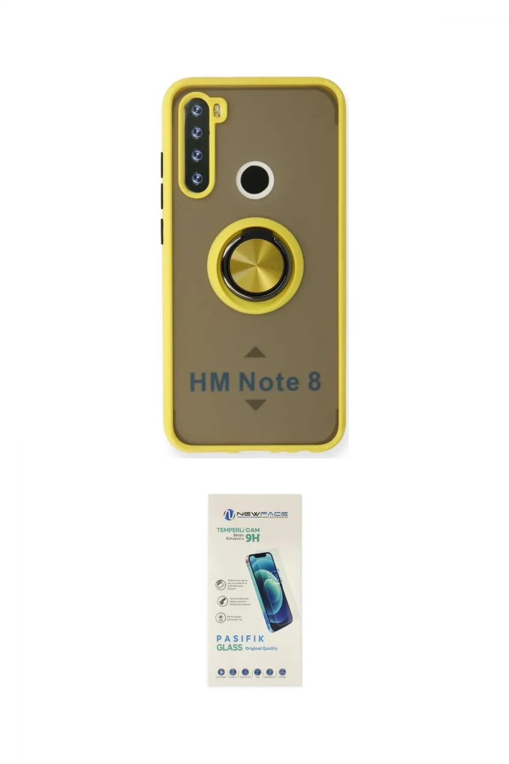 ieg™ Redmi Note 8 Kılıf Yörünge Çizgi - Şeffaf Pasifik Cam Ekran Koruyucu