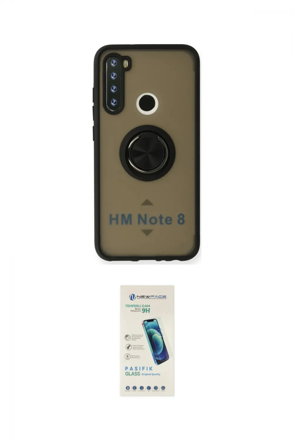 ieg™ Redmi Note 8 Kılıf Yörünge Çizgi - Şeffaf Pasifik Cam Ekran Koruyucu