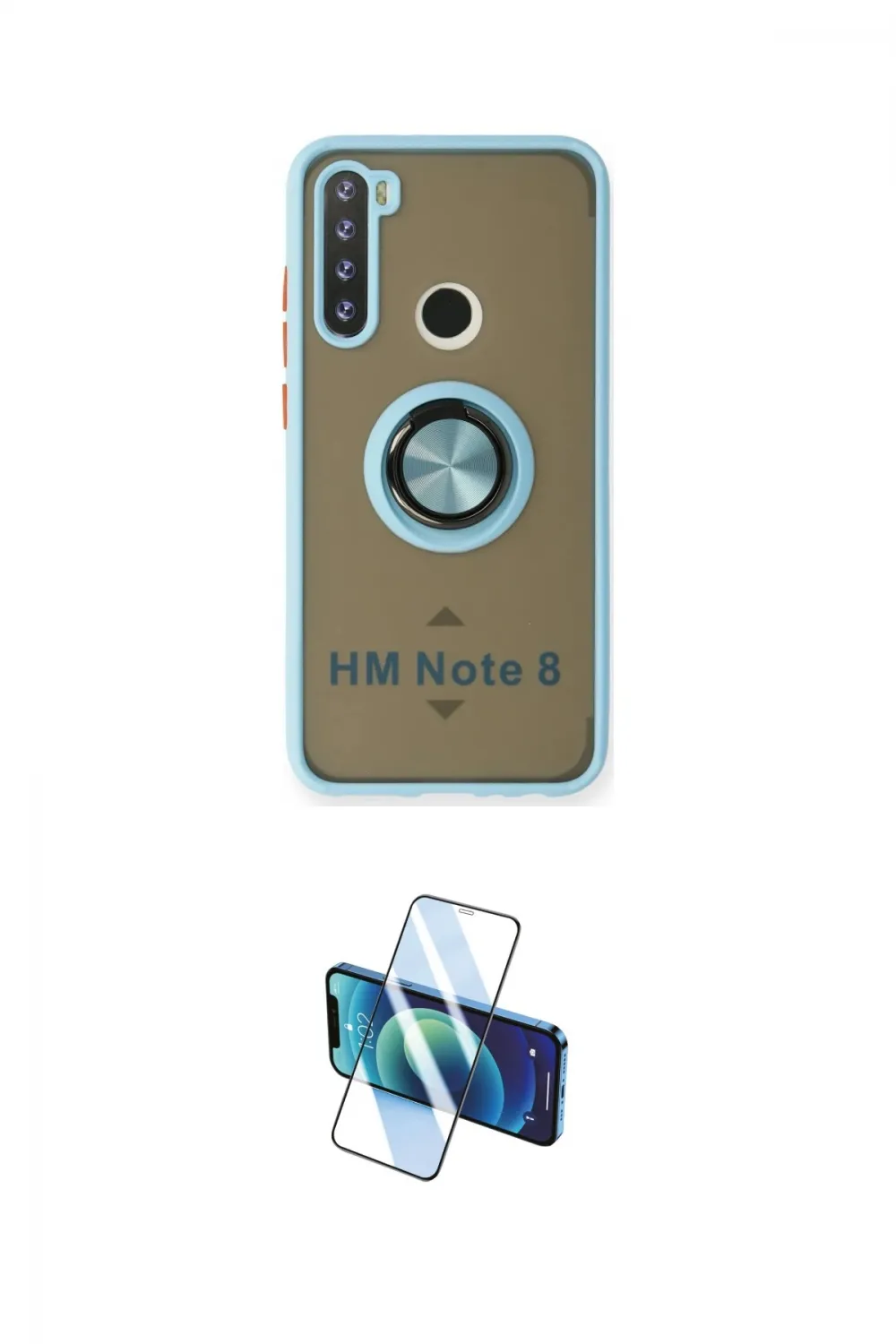 ieg™ Redmi Note 8 Kılıf Yörünge Çizgi - Siyah 3D Antistatik Cam Ekran Koruyucu