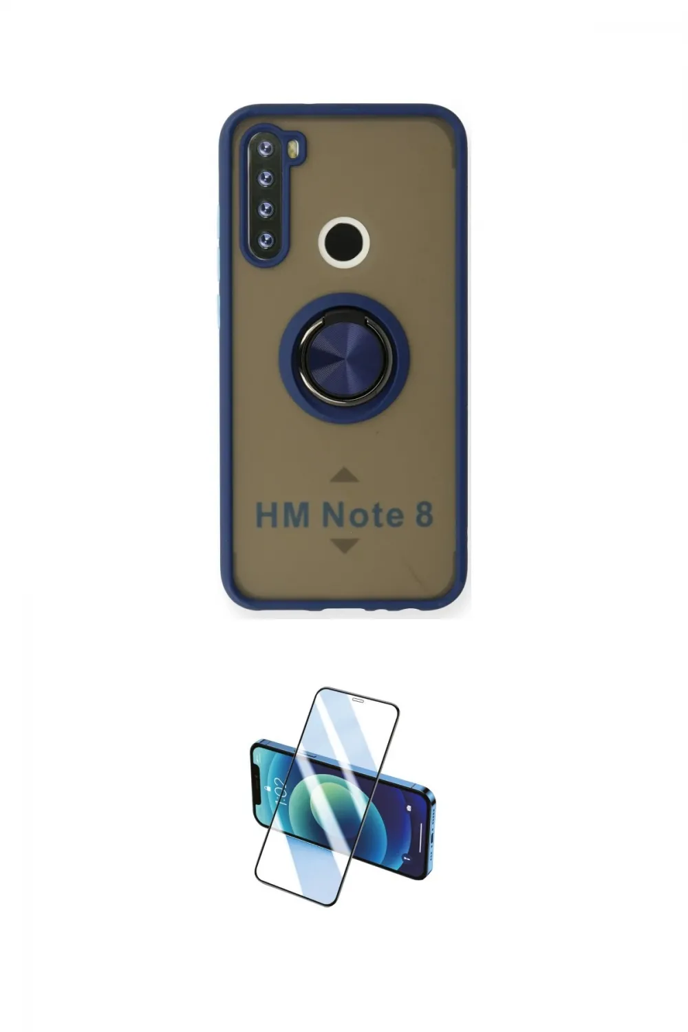 ieg™ Redmi Note 8 Kılıf Yörünge Çizgi - Siyah 3D Antistatik Cam Ekran Koruyucu