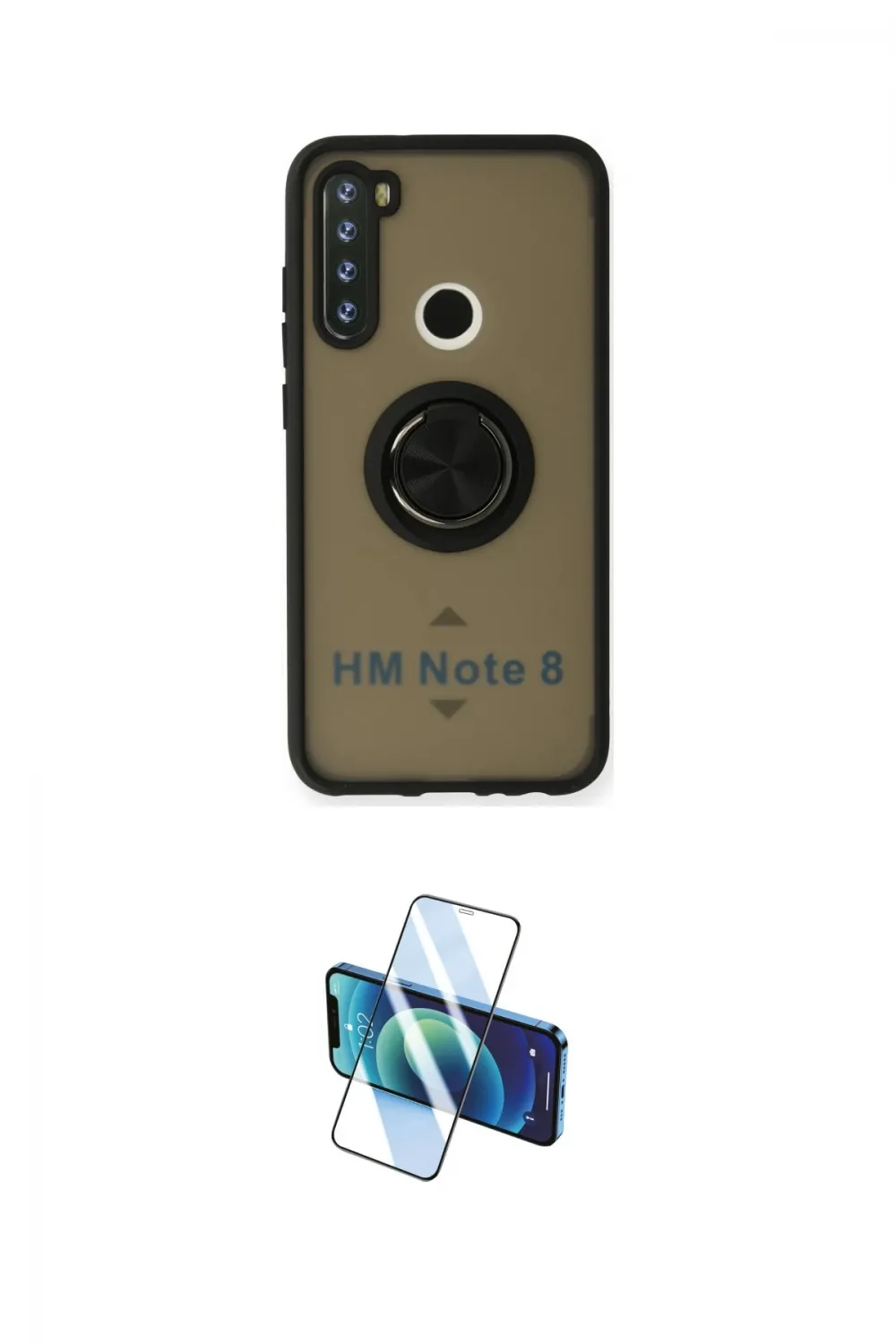ieg™ Redmi Note 8 Kılıf Yörünge Çizgi - Siyah 3D Antistatik Cam Ekran Koruyucu