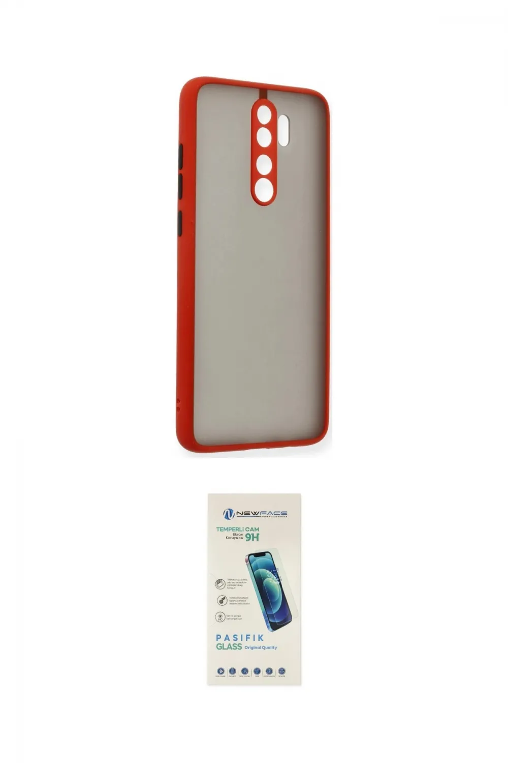 ieg™ Redmi Note 8 Pro Kılıf Ahenk Çizgi Serisi - Şeffaf Pasifik Cam Ekran Koruyucu