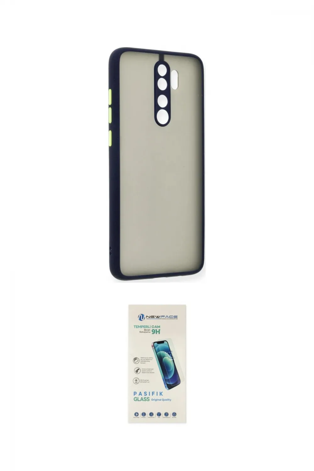 ieg™ Redmi Note 8 Pro Kılıf Ahenk Çizgi Serisi - Şeffaf Pasifik Cam Ekran Koruyucu