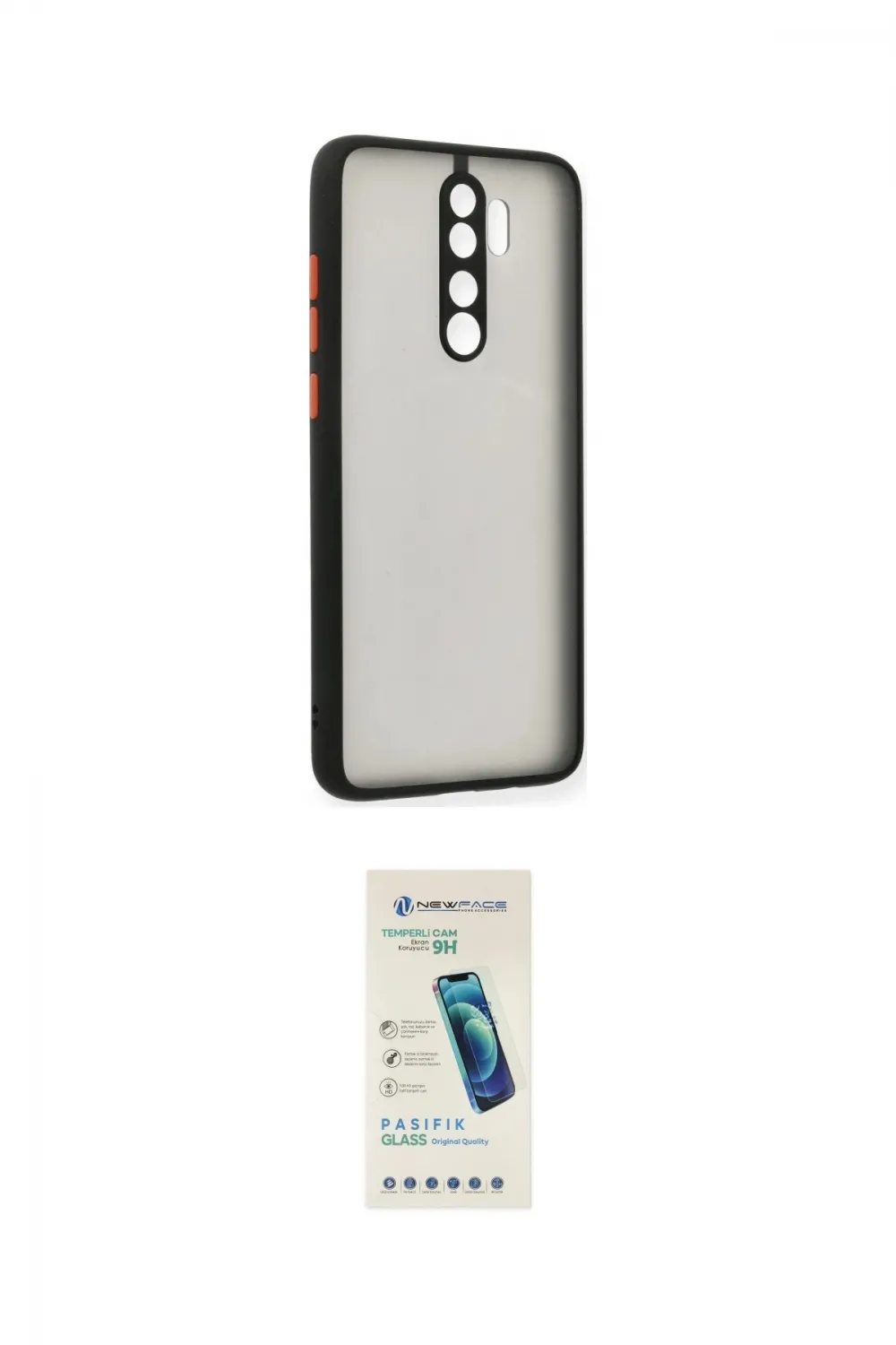 ieg™ Redmi Note 8 Pro Kılıf Ahenk Çizgi Serisi - Şeffaf Pasifik Cam Ekran Koruyucu
