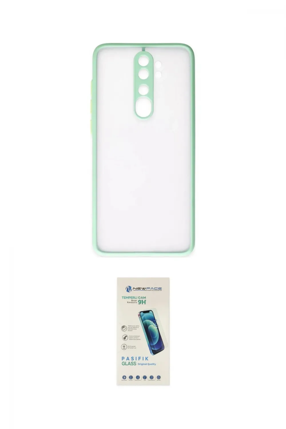 ieg™ Redmi Note 8 Pro Kılıf Ahenk Çizgi Serisi - Şeffaf Pasifik Cam Ekran Koruyucu
