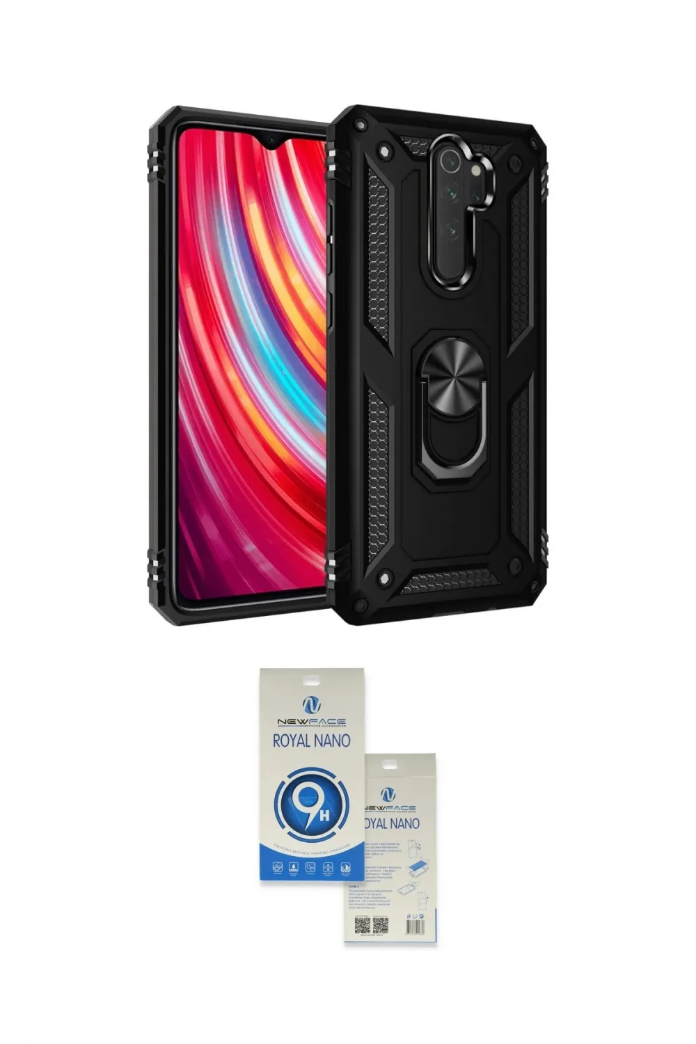 ieg™ Redmi Note 8 Pro Kılıf Ahenk Klasik Koleksiyonu - Şeffaf Royal Nano Ekran Koruyucu