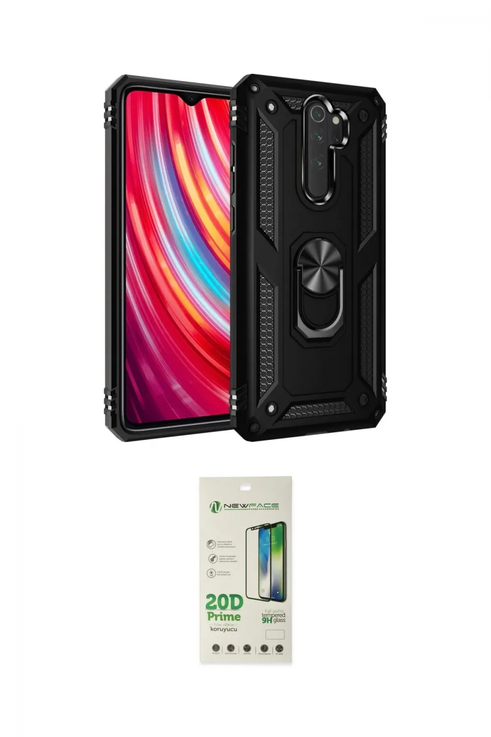 ieg™ Redmi Note 8 Pro Kılıf Ahenk Klasik Koleksiyonu - Siyah 20D Premium Cam Ekran Koruyucu