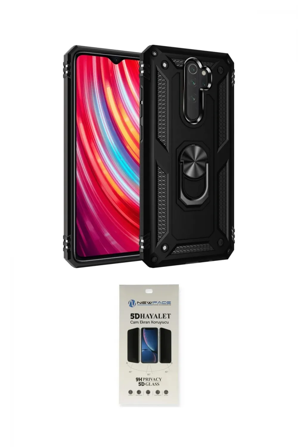 ieg™ Redmi Note 8 Pro Kılıf Ahenk Klasik Koleksiyonu - Siyah 5D Hayalet Cam Ekran Koruyucu
