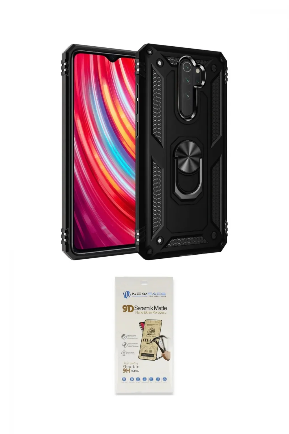 ieg™ Redmi Note 8 Pro Kılıf Ahenk Klasik Koleksiyonu - Siyah Mat Seramik Nano Ekran Koruyucu