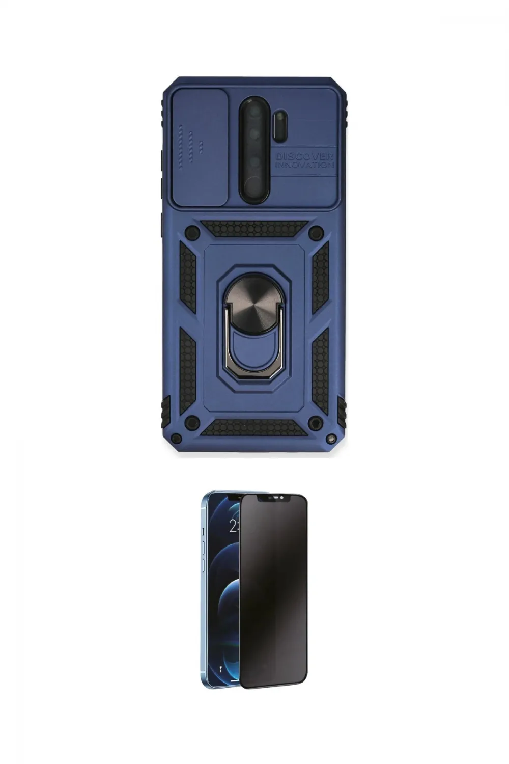 ieg™ Redmi Note 8 Pro Kılıf Ahenk Klasik - Siyah 3D Antistatik Hayalet Cam Ekran Koruyucu