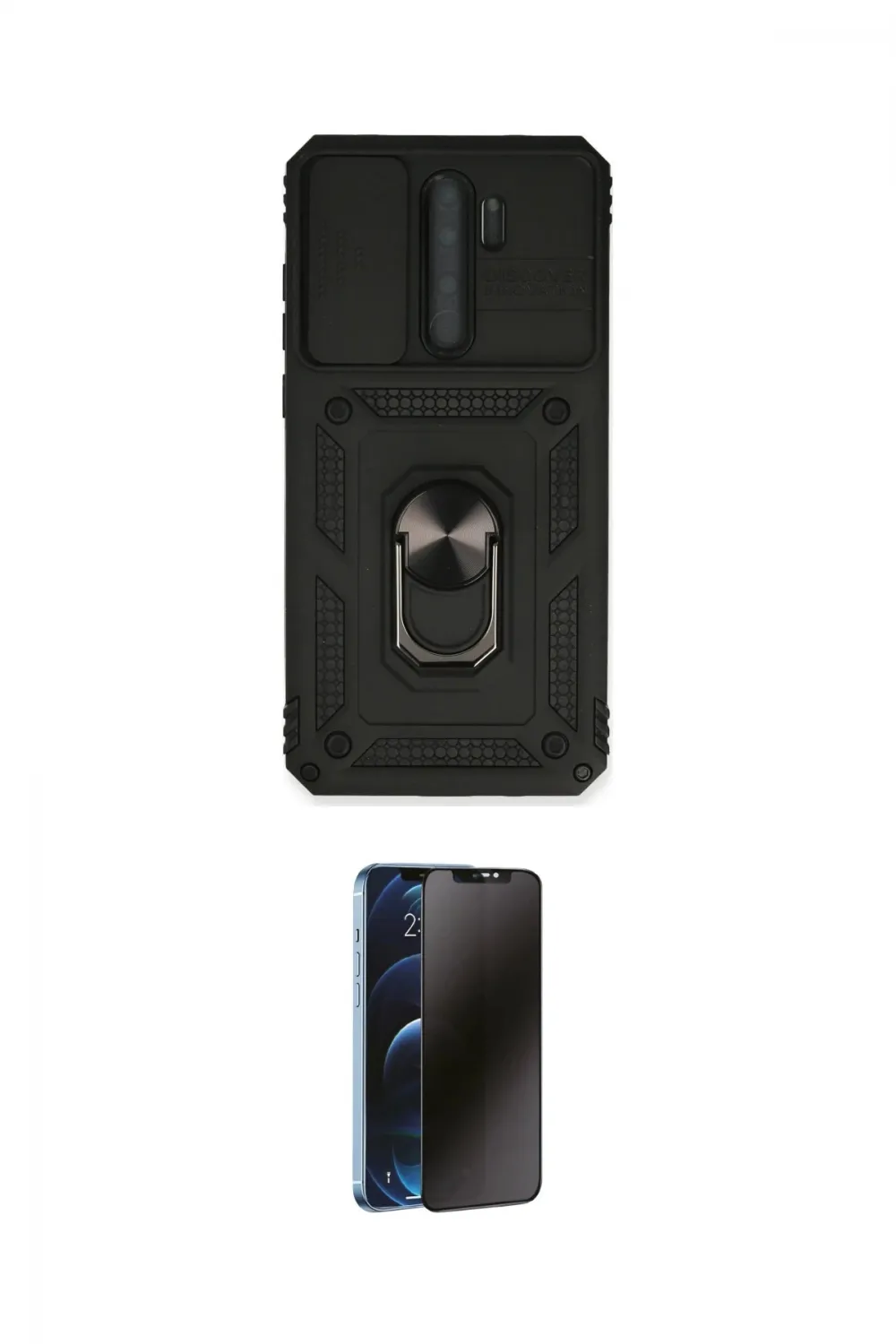 ieg™ Redmi Note 8 Pro Kılıf Ahenk Klasik - Siyah 3D Antistatik Hayalet Cam Ekran Koruyucu