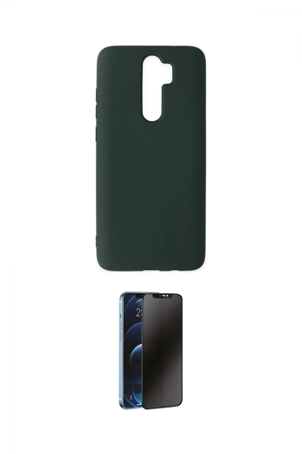 ieg™ Redmi Note 8 Pro Kılıf Ahenk Serisi - Siyah 3D Antistatik Hayalet Cam Ekran Koruyucu