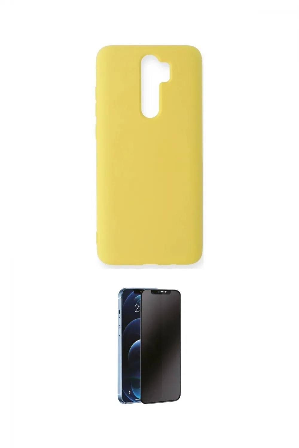 ieg™ Redmi Note 8 Pro Kılıf Ahenk Serisi - Siyah 3D Antistatik Hayalet Cam Ekran Koruyucu