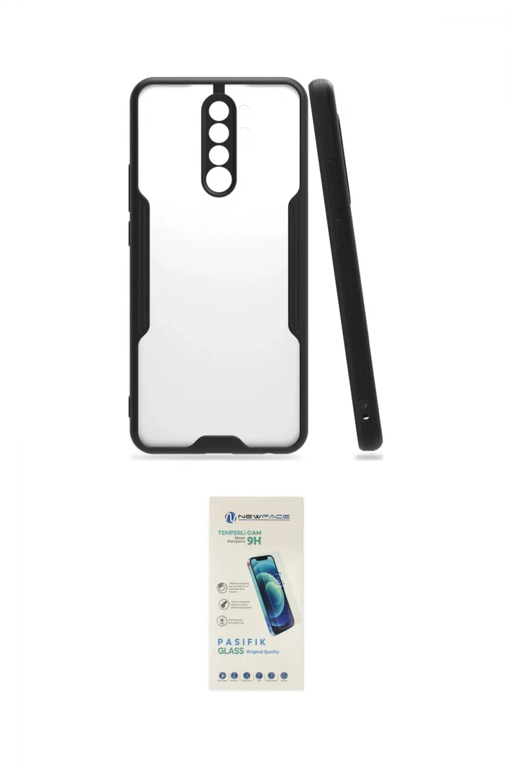 ieg™ Redmi Note 8 Pro Kılıf Atlas Asil Serisi - Şeffaf Pasifik Cam Ekran Koruyucu