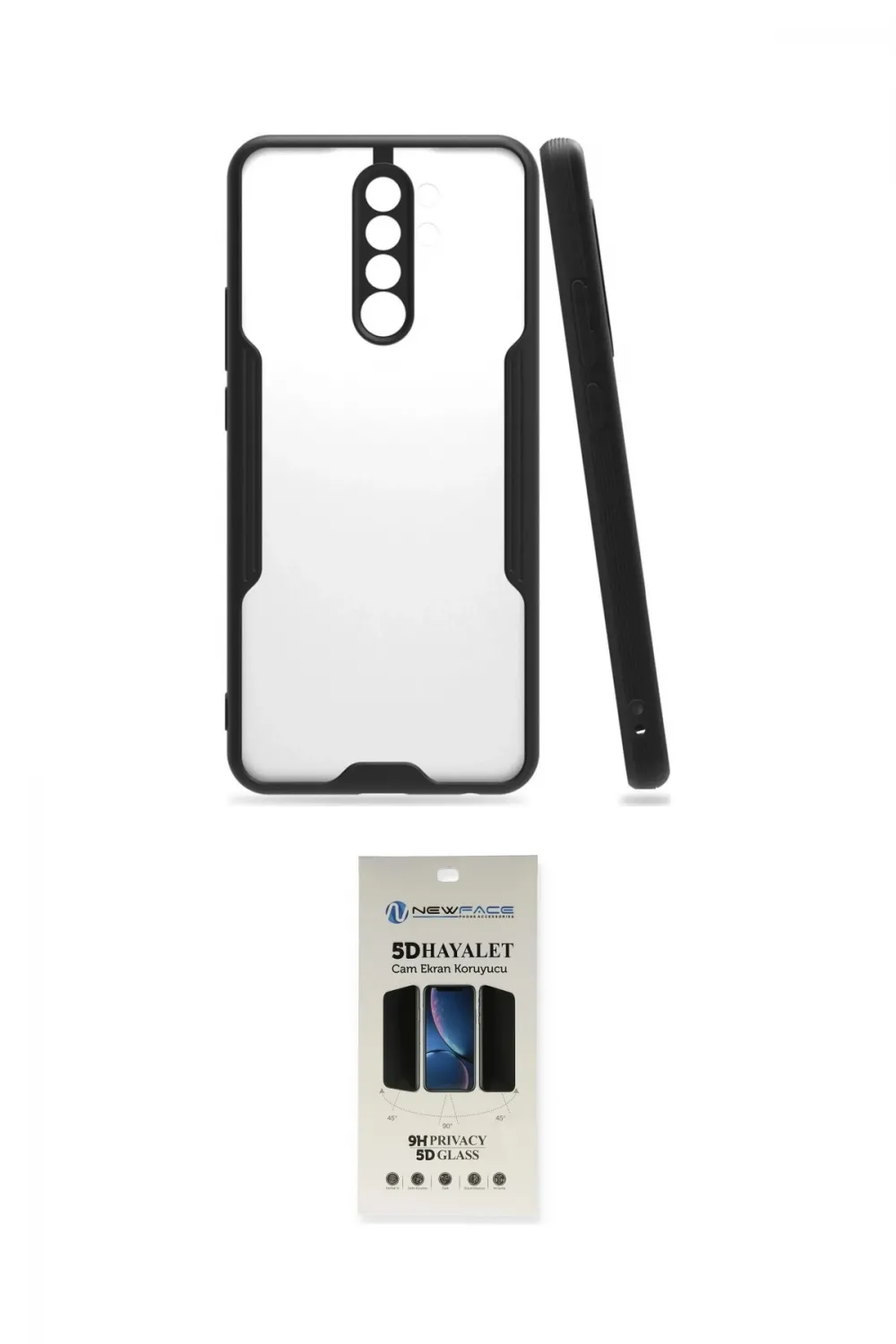 ieg™ Redmi Note 8 Pro Kılıf Atlas Asil Serisi - Siyah 5D Hayalet Cam Ekran Koruyucu