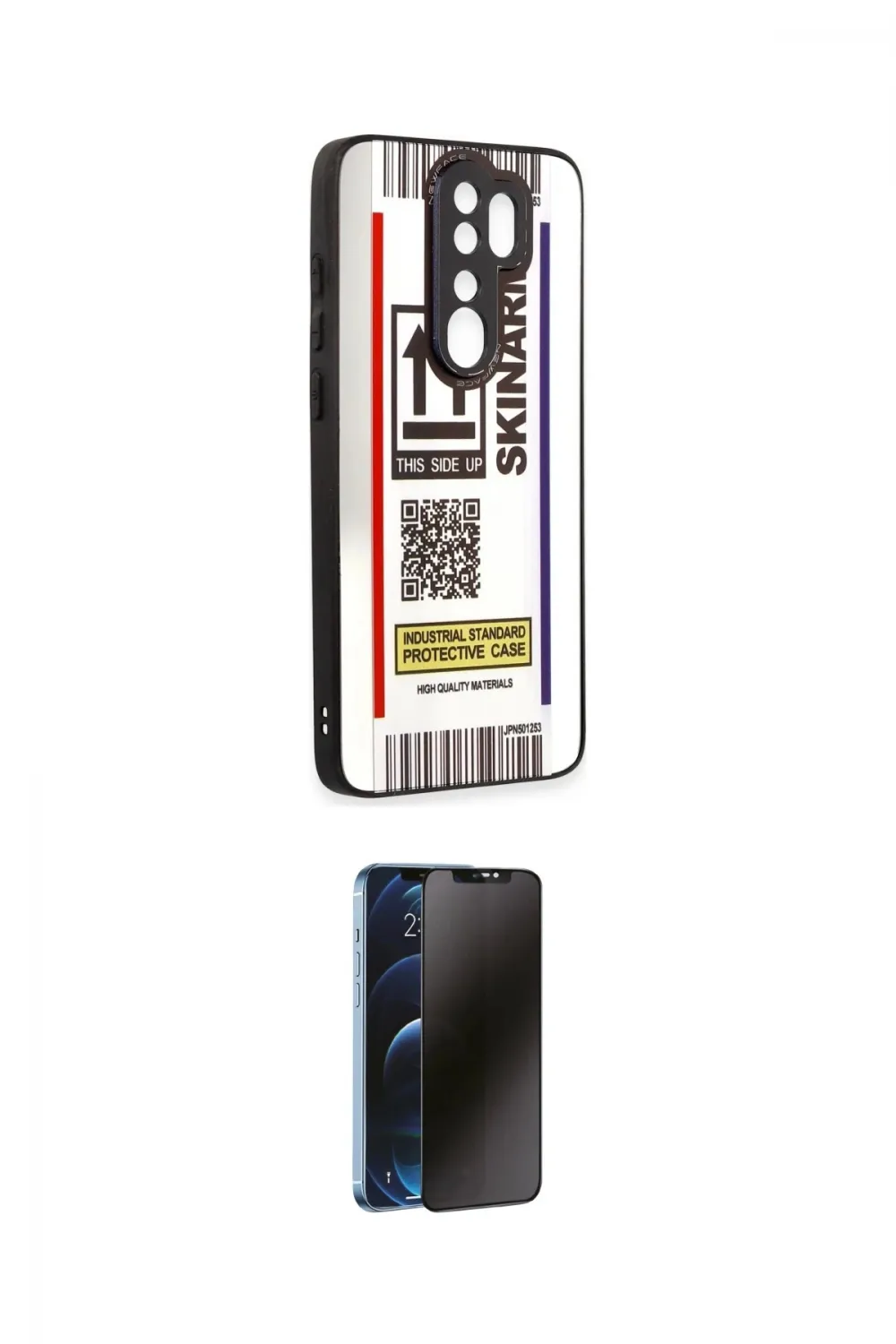 ieg™ Redmi Note 8 Pro Kılıf Odak Klasik Serisi - Siyah 3D Antistatik Hayalet Cam Ekran Koruyucu