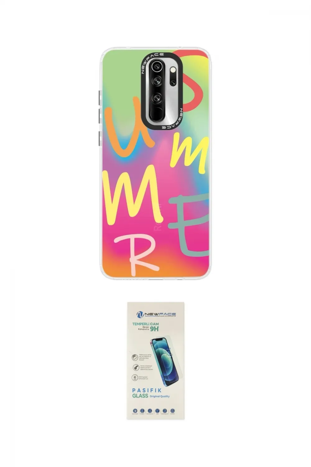 ieg™ Redmi Note 8 Pro Kılıf Siluet Çizgi Koleksiyonu - Şeffaf Pasifik Cam Ekran Koruyucu