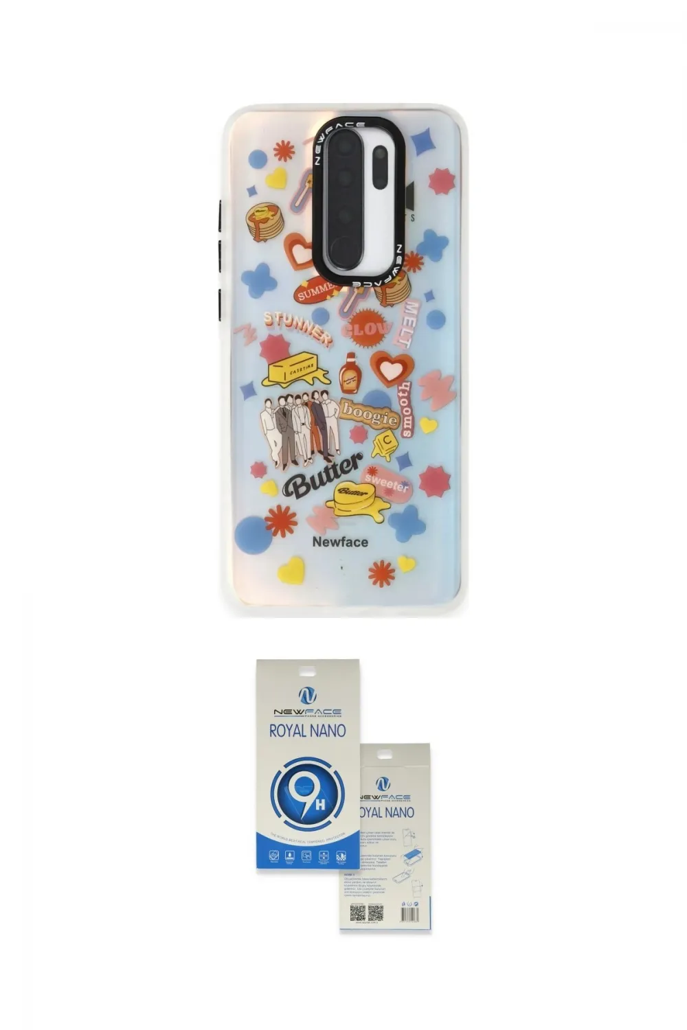 ieg™ Redmi Note 8 Pro Kılıf Siluet Çizgi Koleksiyonu - Şeffaf Royal Nano Ekran Koruyucu