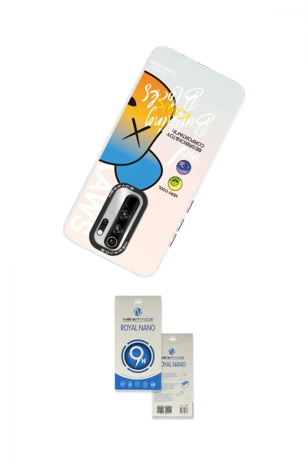 ieg™ Redmi Note 8 Pro Kılıf Siluet Çizgi Koleksiyonu - Şeffaf Royal Nano Ekran Koruyucu