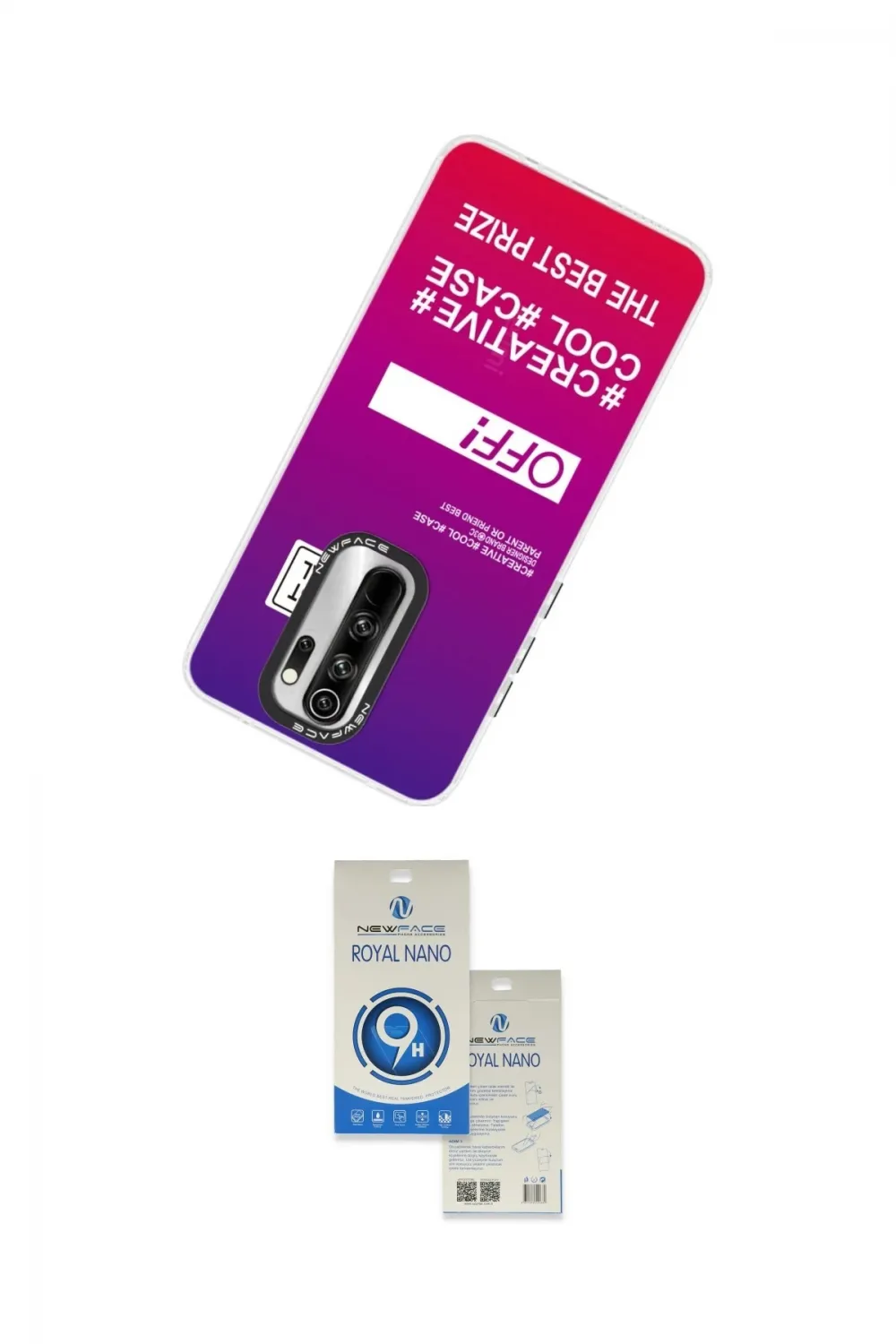 ieg™ Redmi Note 8 Pro Kılıf Siluet Çizgi Koleksiyonu - Şeffaf Royal Nano Ekran Koruyucu
