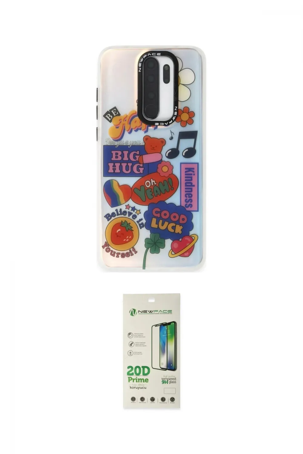 ieg™ Redmi Note 8 Pro Kılıf Siluet Çizgi Koleksiyonu - Siyah 20D Premium Cam Ekran Koruyucu