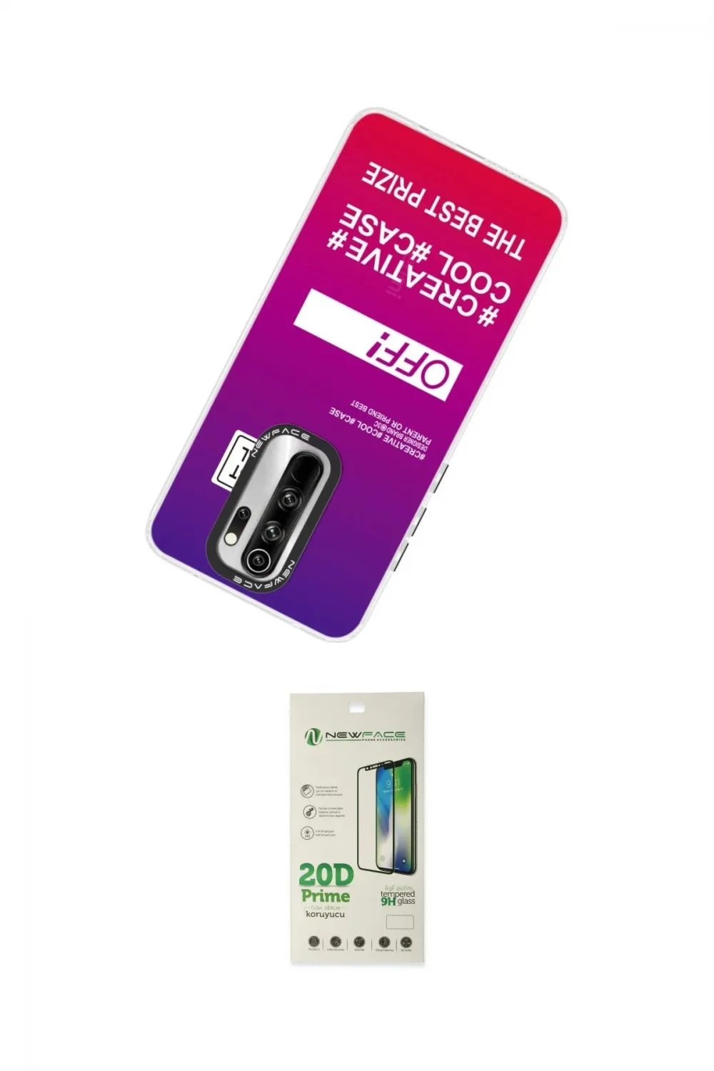 ieg™ Redmi Note 8 Pro Kılıf Siluet Çizgi Koleksiyonu - Siyah 20D Premium Cam Ekran Koruyucu