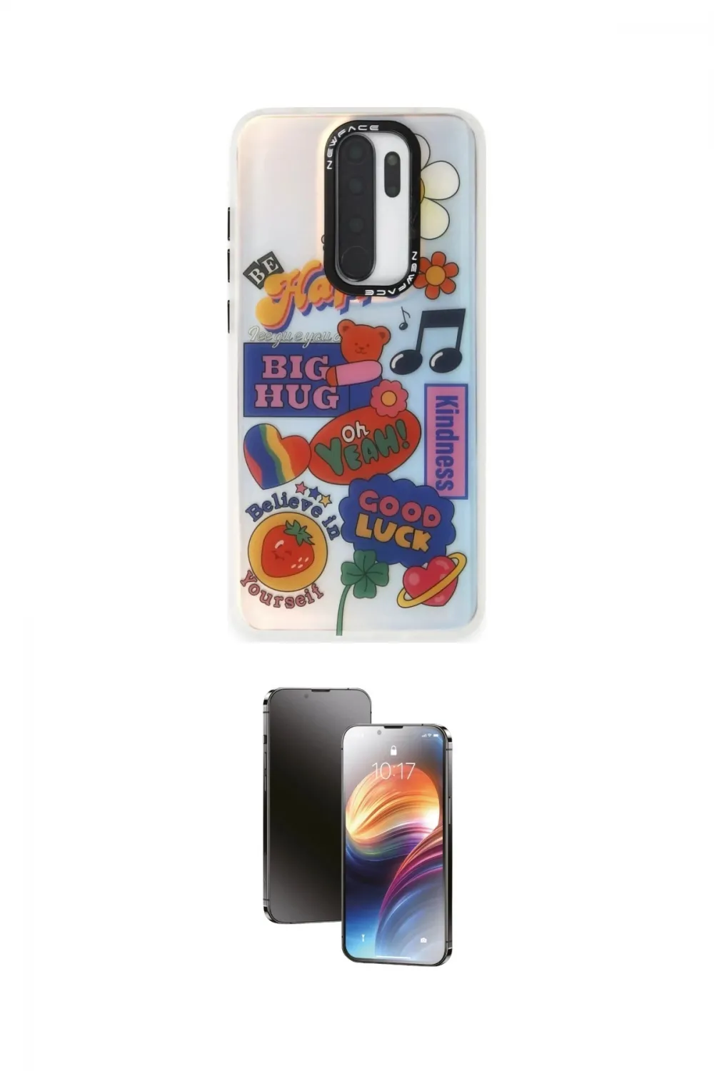 ieg™ Redmi Note 8 Pro Kılıf Siluet Çizgi Koleksiyonu - Siyah 3D Antistatik Mat Seramik Nano Ekran Koruyucu