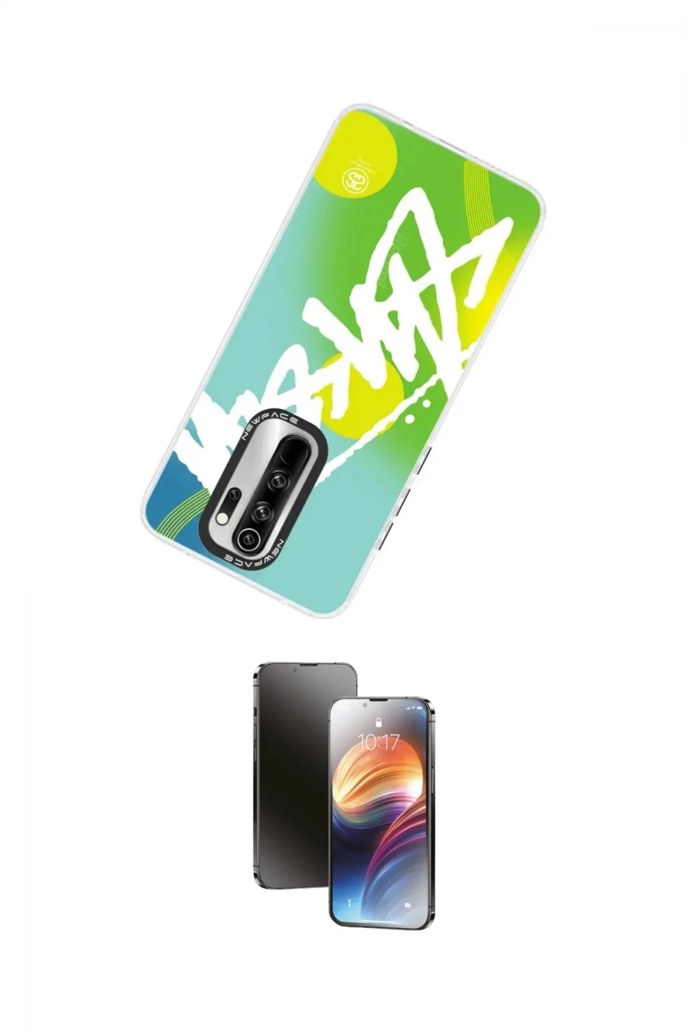 ieg™ Redmi Note 8 Pro Kılıf Siluet Çizgi Koleksiyonu - Siyah 3D Antistatik Mat Seramik Nano Ekran Koruyucu