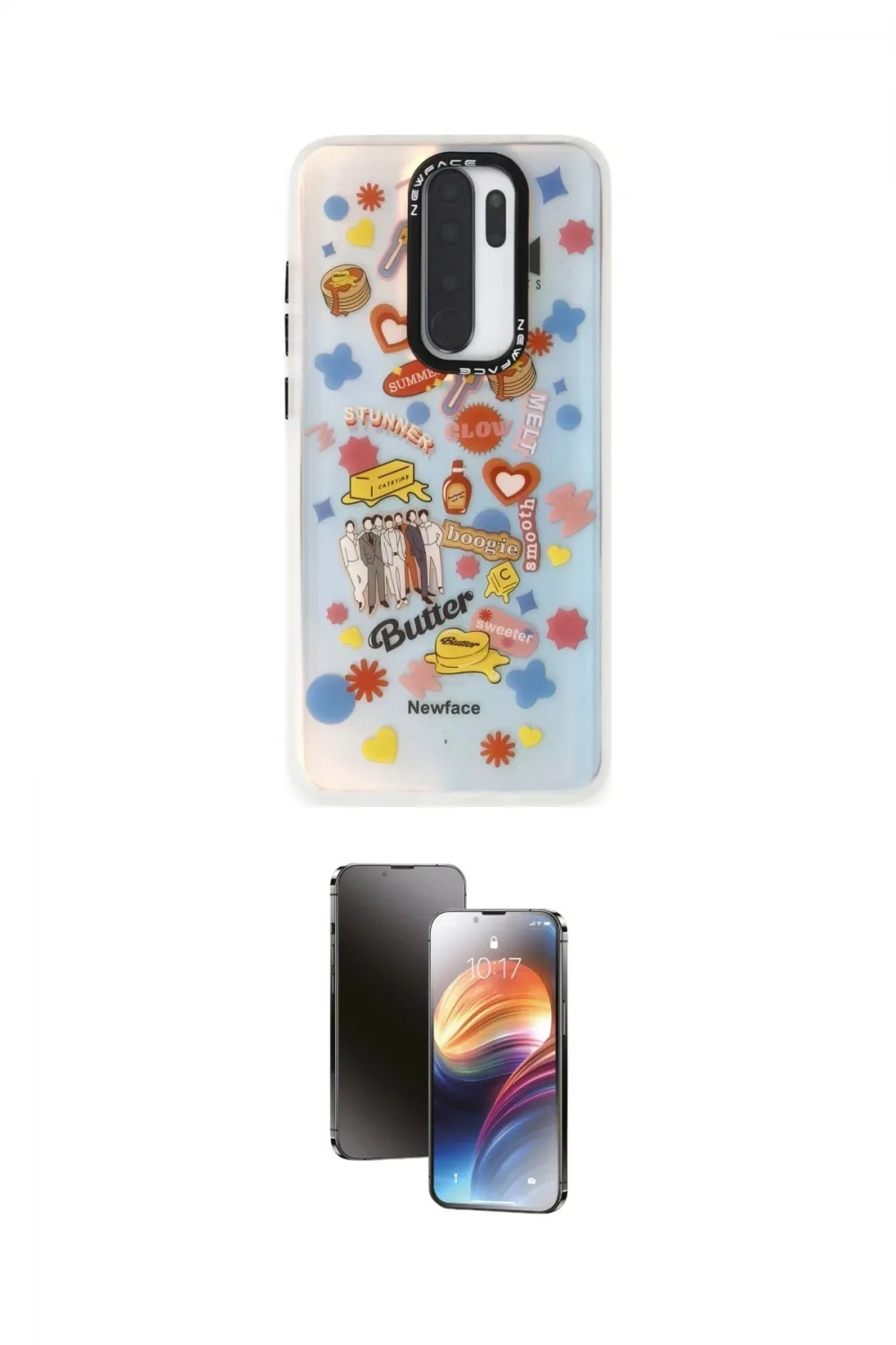 ieg™ Redmi Note 8 Pro Kılıf Siluet Çizgi Koleksiyonu - Siyah 3D Antistatik Mat Seramik Nano Ekran Koruyucu