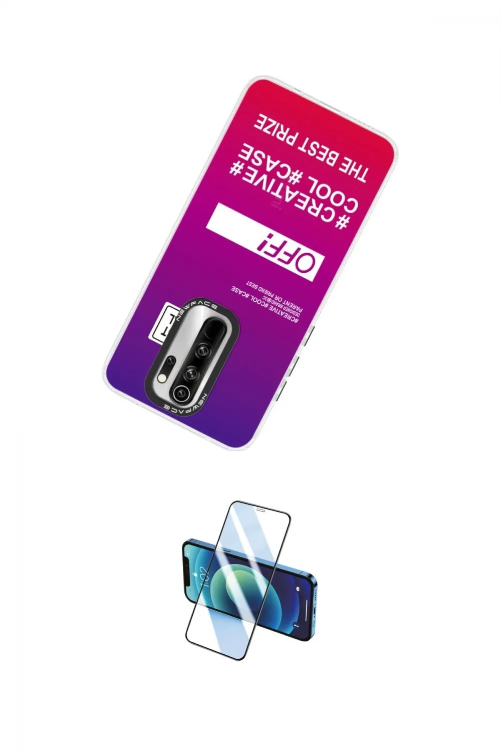 ieg™ Redmi Note 8 Pro Kılıf Siluet Çizgi Koleksiyonu - Siyah 3D Antistatik Seramik Nano Ekran Koruyucu