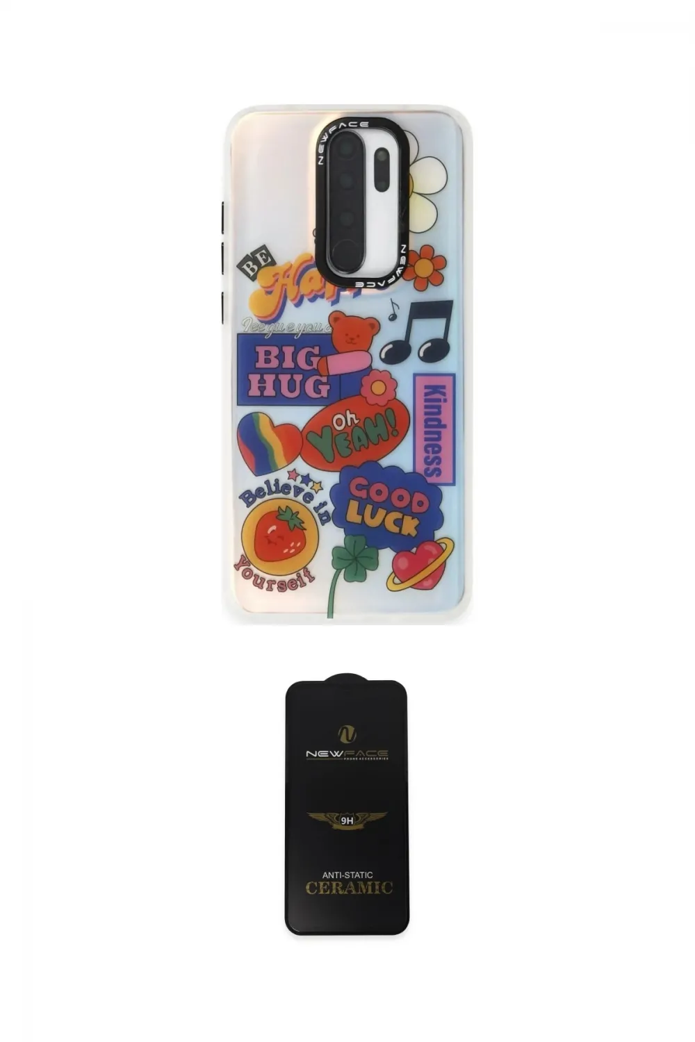 ieg™ Redmi Note 8 Pro Kılıf Siluet Çizgi Koleksiyonu - Siyah 6D Antistatik Mat Seramik Hayalet Nano Ekran Koruyucu