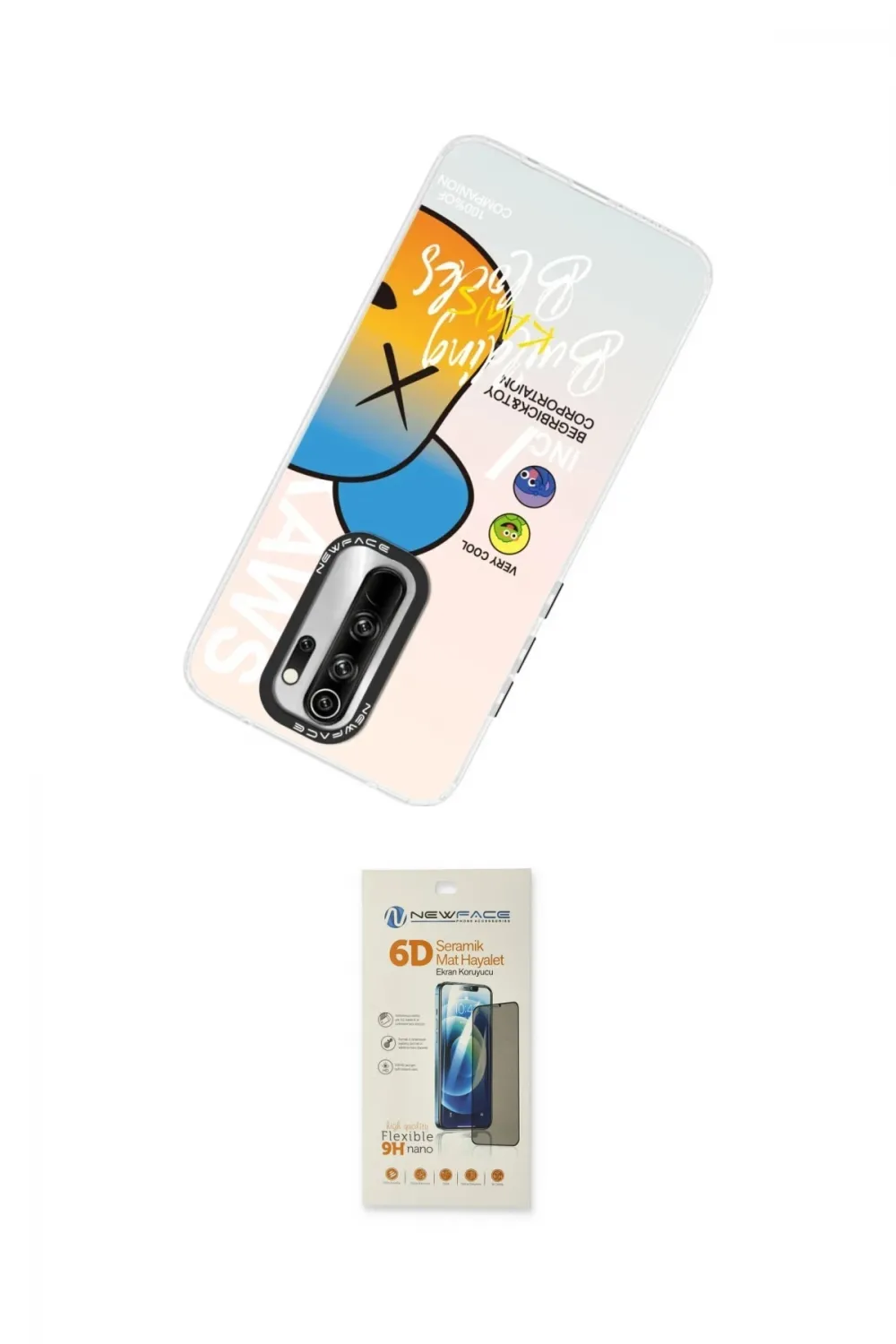 ieg™ Redmi Note 8 Pro Kılıf Siluet Çizgi Koleksiyonu - Siyah 6D Mat Seramik Hayalet Nano Ekran Koruyucu