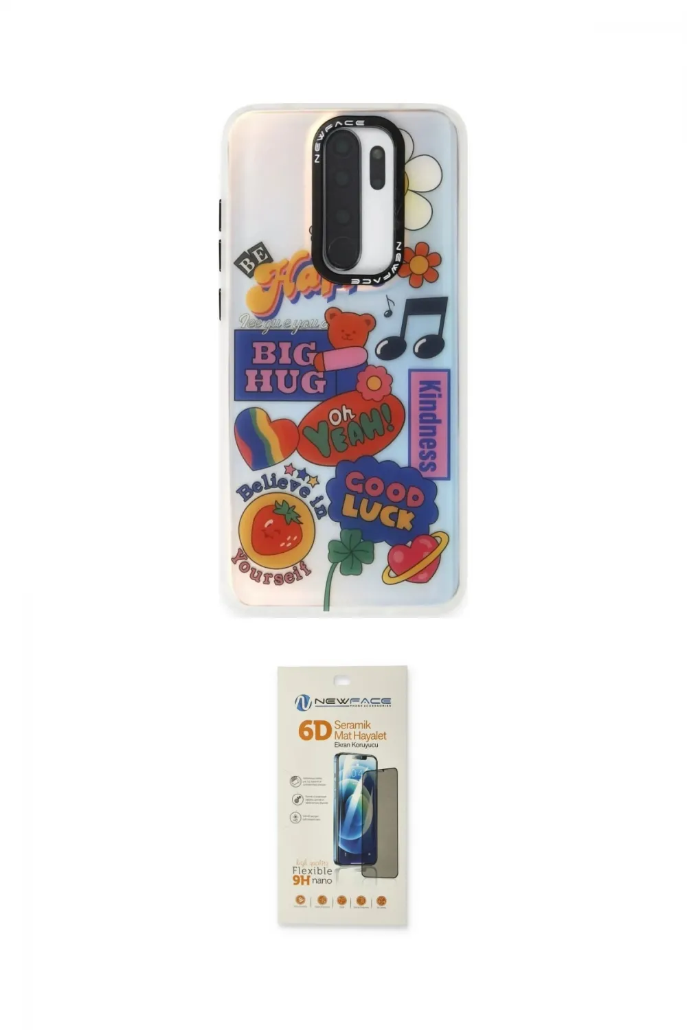 ieg™ Redmi Note 8 Pro Kılıf Siluet Çizgi Koleksiyonu - Siyah 6D Mat Seramik Hayalet Nano Ekran Koruyucu