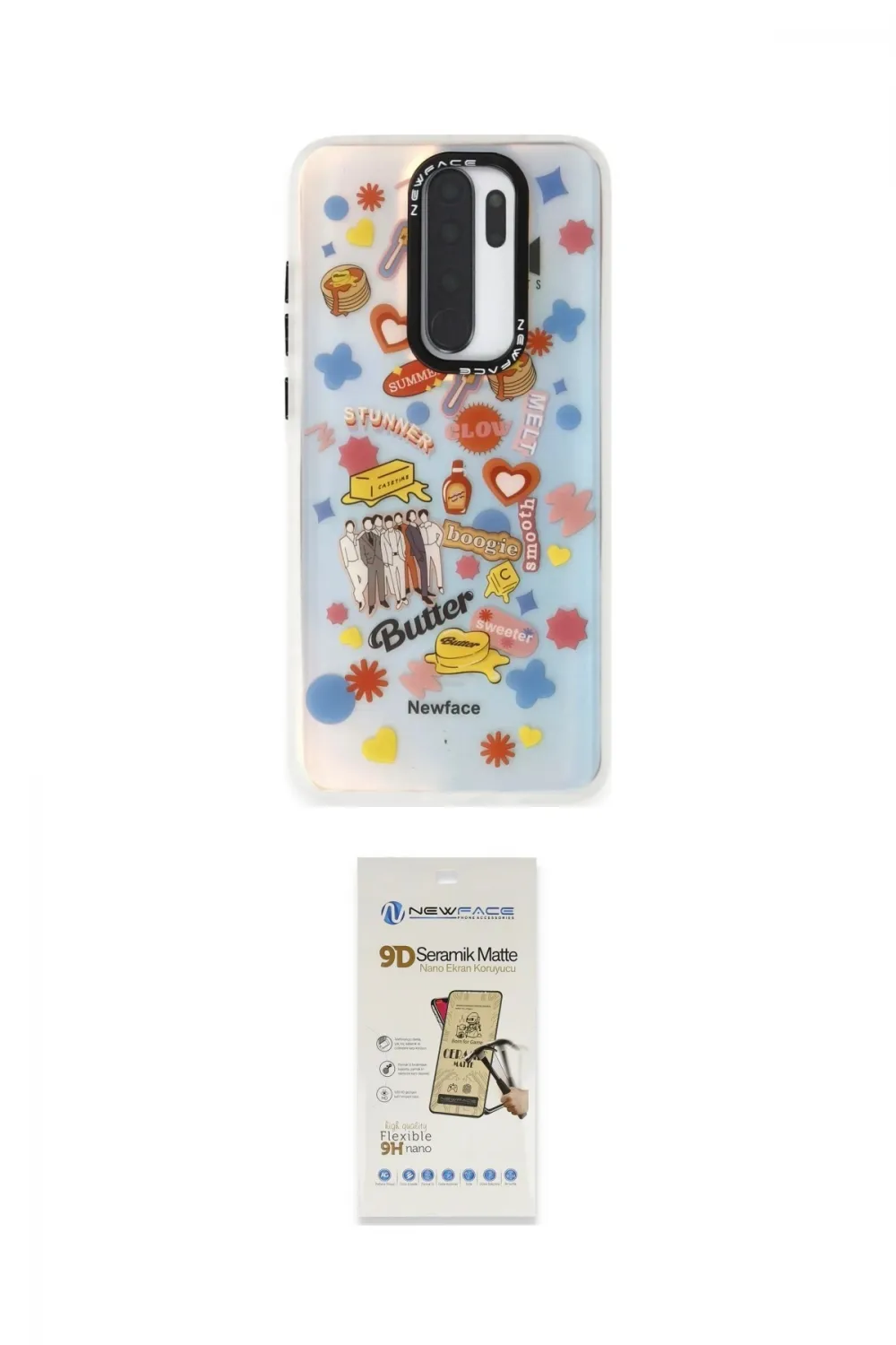 ieg™ Redmi Note 8 Pro Kılıf Siluet Çizgi Koleksiyonu - Siyah Mat Seramik Nano Ekran Koruyucu