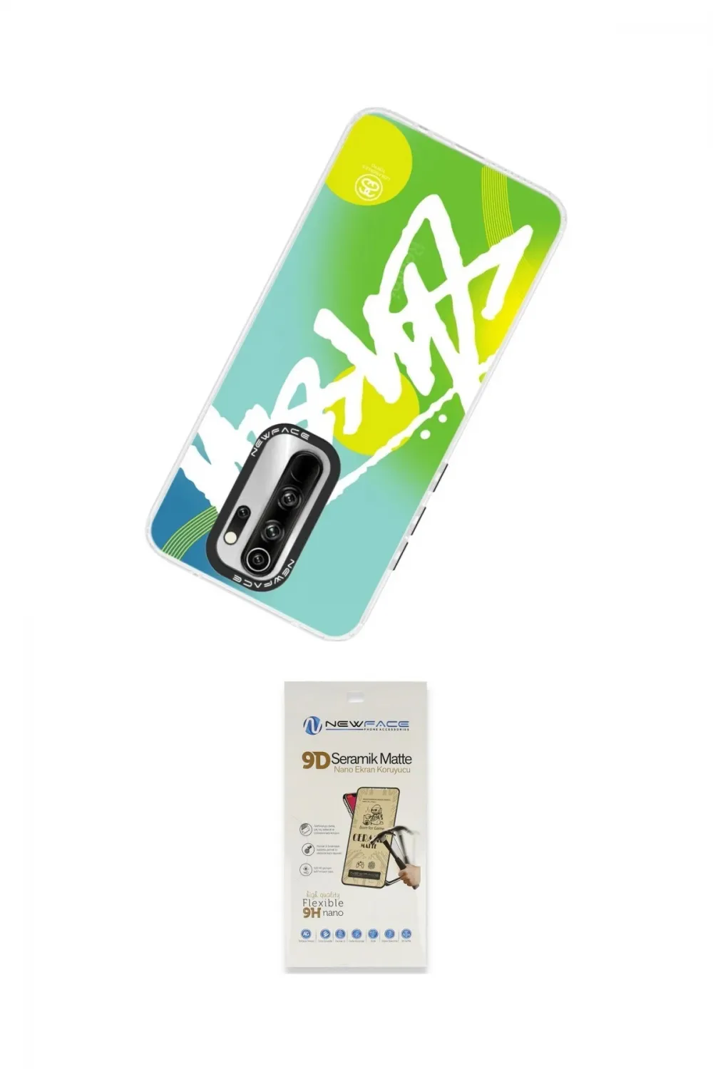 ieg™ Redmi Note 8 Pro Kılıf Siluet Çizgi Koleksiyonu - Siyah Mat Seramik Nano Ekran Koruyucu
