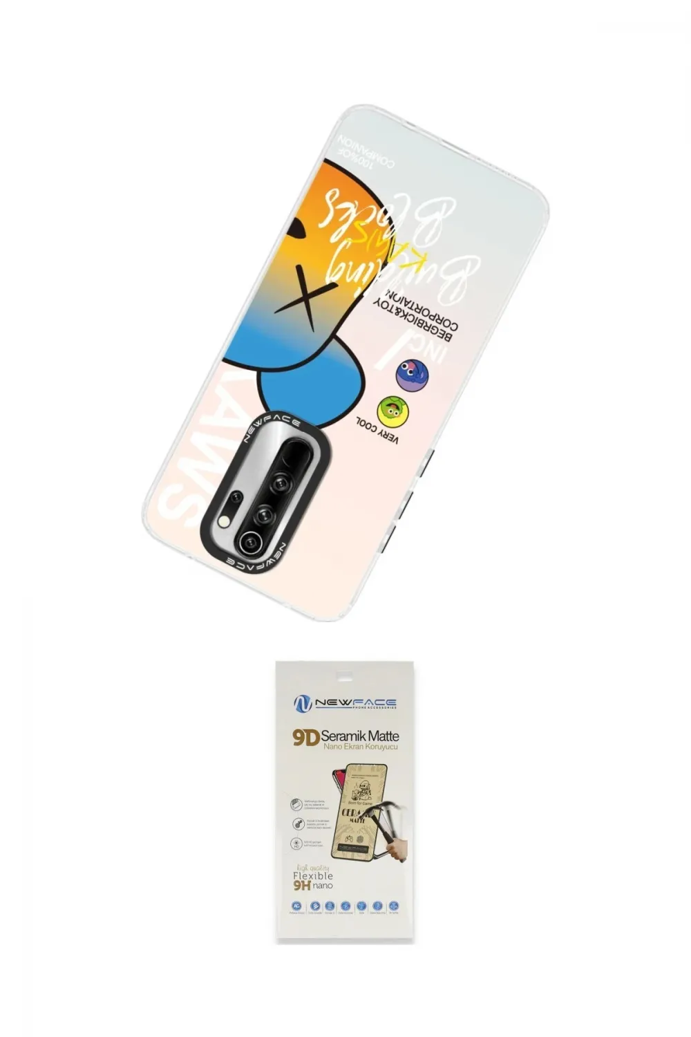 ieg™ Redmi Note 8 Pro Kılıf Siluet Çizgi Koleksiyonu - Siyah Mat Seramik Nano Ekran Koruyucu