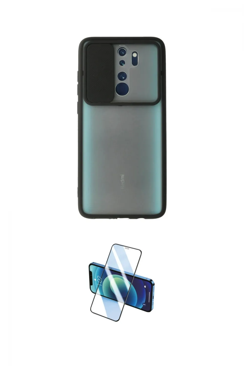ieg™ Redmi Note 8 Pro Kılıf Vadi Çizgi - Siyah 3D Antistatik Cam Ekran Koruyucu