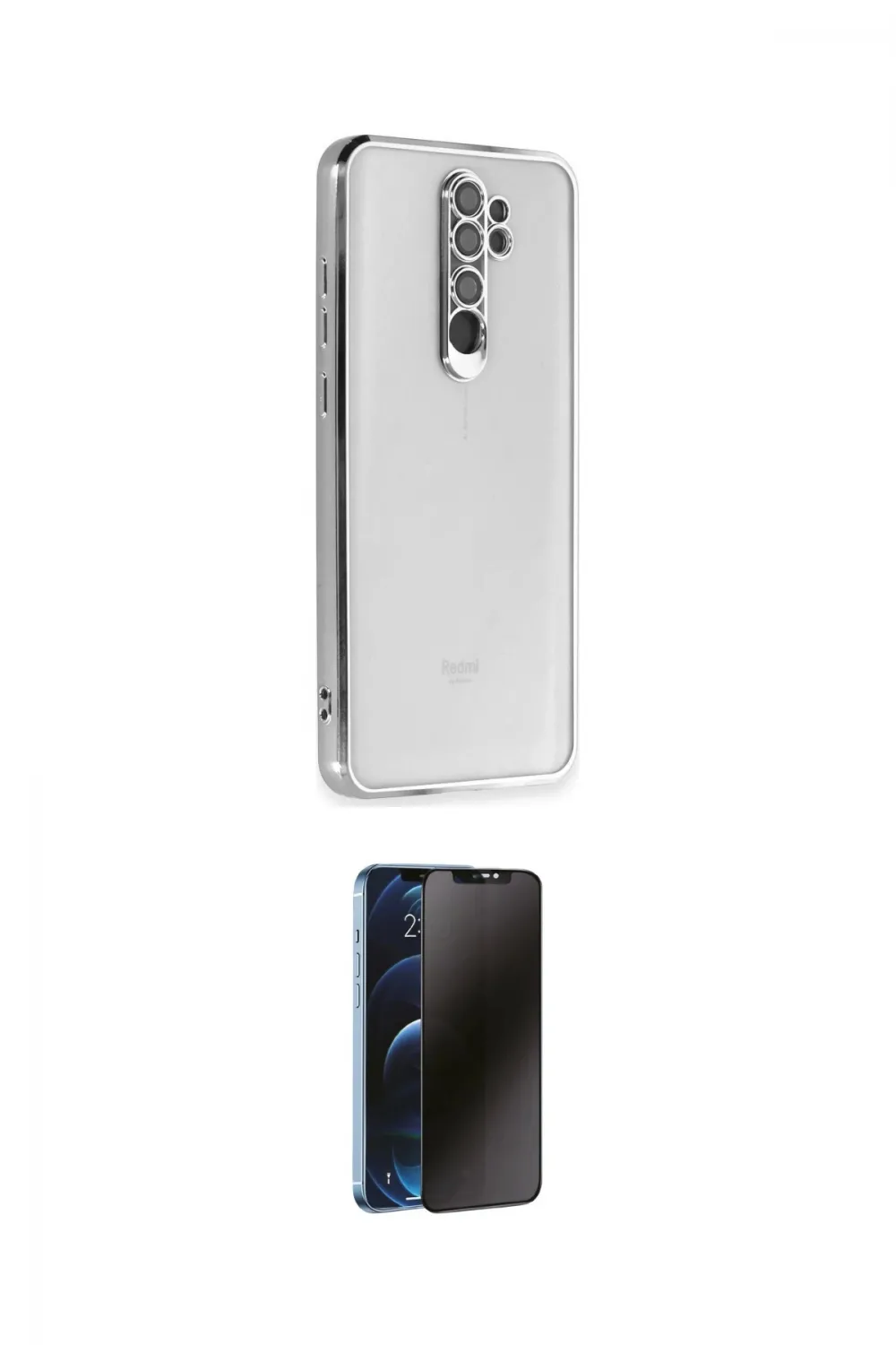 ieg™ Redmi Note 8 Pro Kılıf Vadi Minimal - Siyah 3D Antistatik Hayalet Cam Ekran Koruyucu